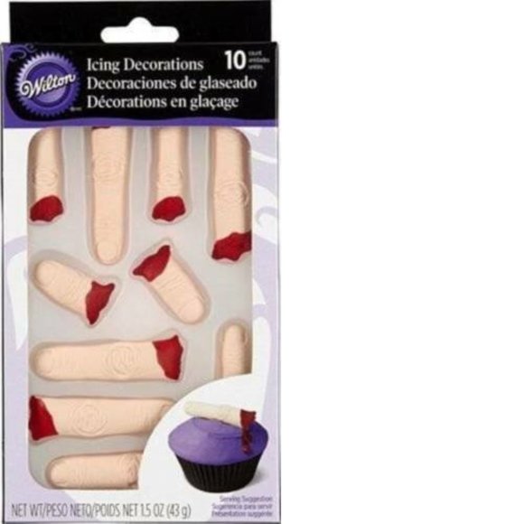 Wilton Halloween Bloody Fingers Icing Decoration 12 Pc Shimmering Baking Ideas - Picture 1 of 2